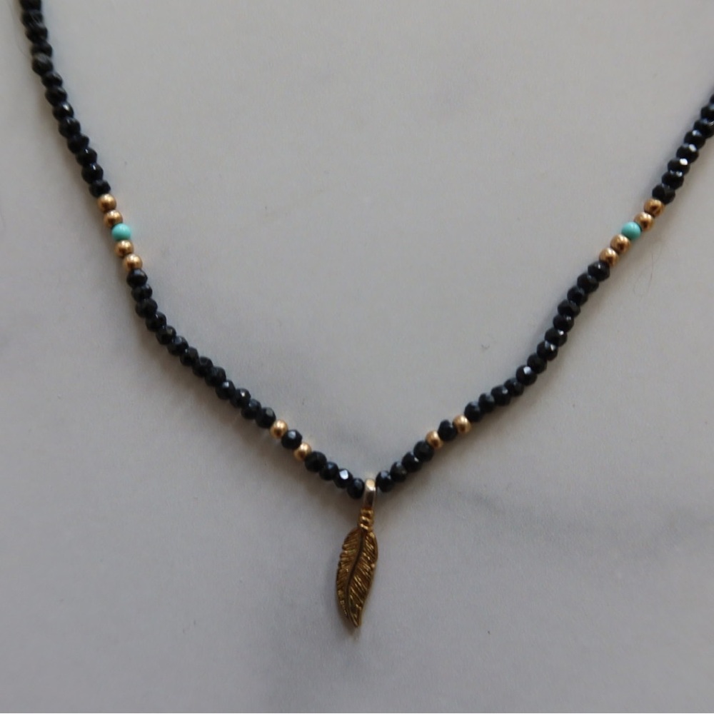 Black & Gold Feather Choker